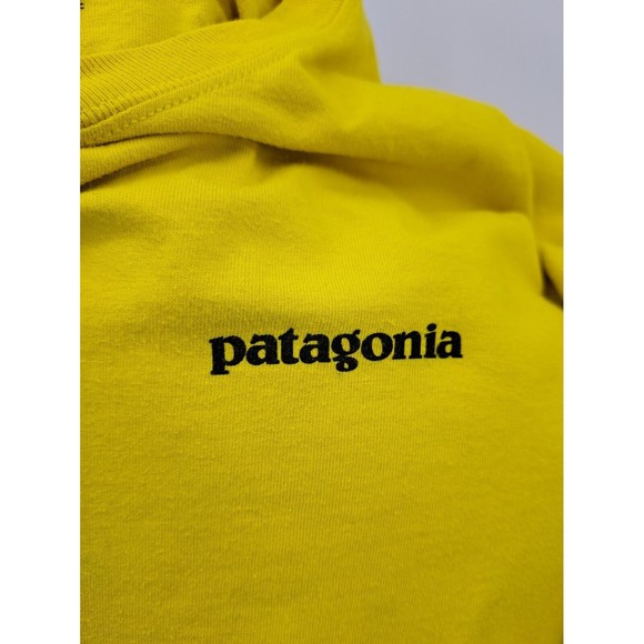 Patagonia Organic Cotton Yellow Logo Spellout T Shirt Men's Size Small S - Picture 6 of 9